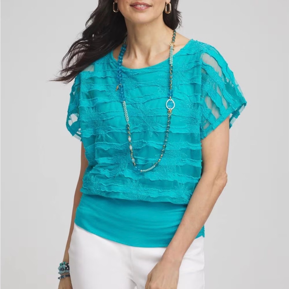 Chico's Vibrant Blue Layered Blouse